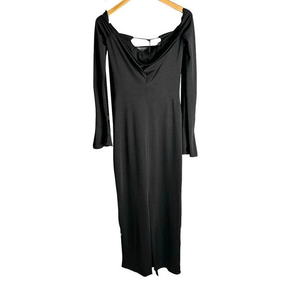 16Arlington Salm Off The Shoulder Midi Dress Black Size 10 NWT - Picture 8 of 9